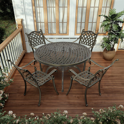 Clihome 5 Piece Outdoor Cast Aluminum Patio Dining Set