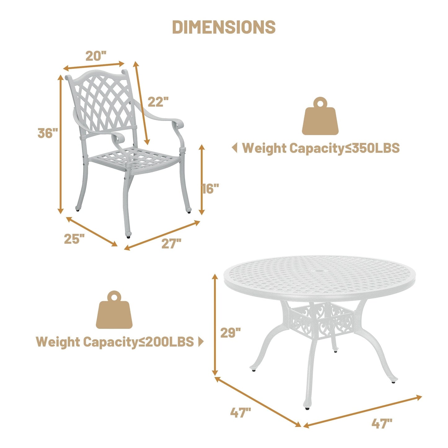 Clihome 5 Piece Outdoor Cast Aluminum Patio Dining Set