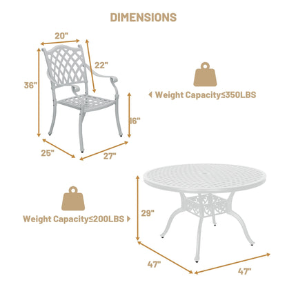 Clihome 5 Piece Outdoor Cast Aluminum Patio Dining Set