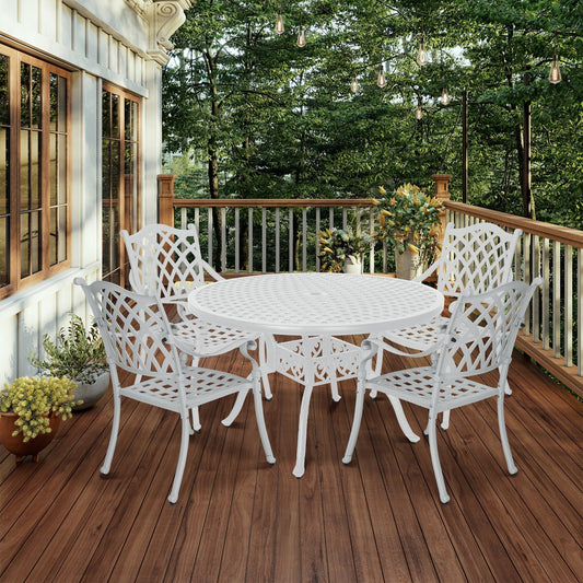 Clihome 5 Piece Outdoor Cast Aluminum Patio Dining Set