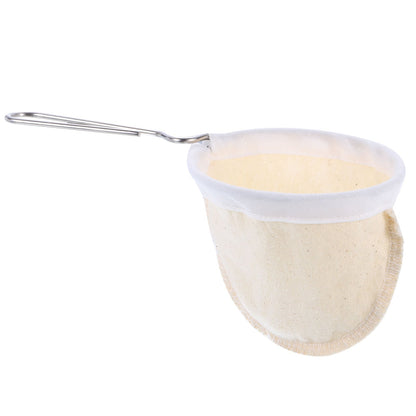 Cloth Coffee Filter, Cafe Sock Strainer with Stainless Steel Handle, Beige