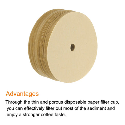 Coffee Filter Papers Disposable Round Paper with Hole Pack of 200 - 3.74 Inch