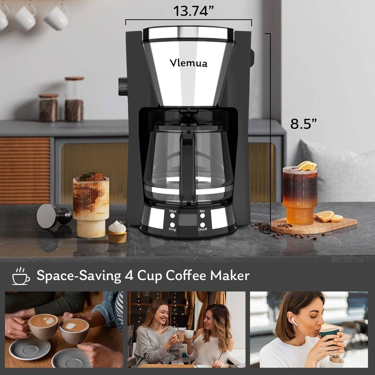 Coffee Maker with 10-Cup Programmable, Automatic Drip, Timer, Auto Shut Off, Smart Anti-Drip System, Keep-warm Plate