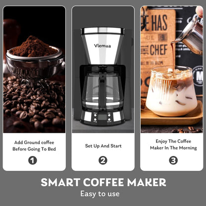 Coffee Maker with 10-Cup Programmable, Automatic Drip, Timer, Auto Shut Off, Smart Anti-Drip System, Keep-warm Plate