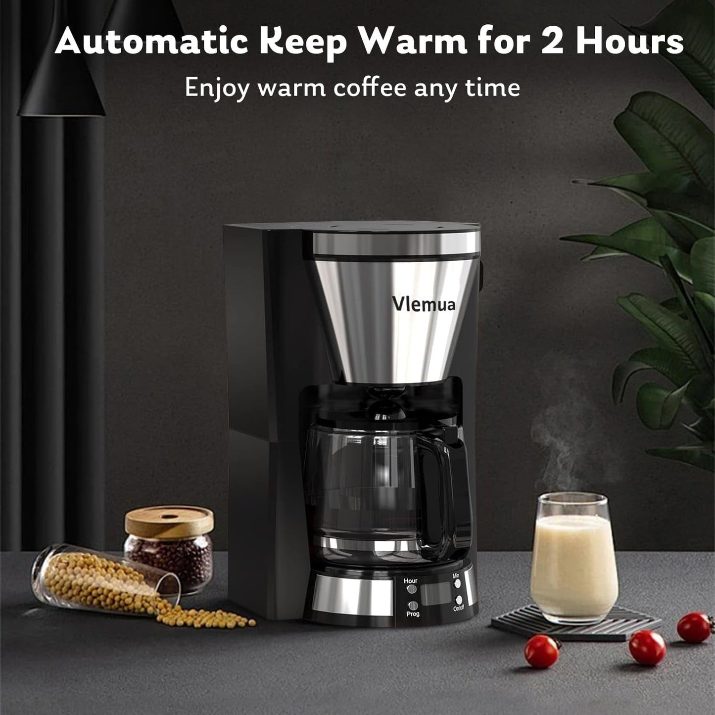 Coffee Maker with 10-Cup Programmable, Automatic Drip, Timer, Auto Shut Off, Smart Anti-Drip System, Keep-warm Plate