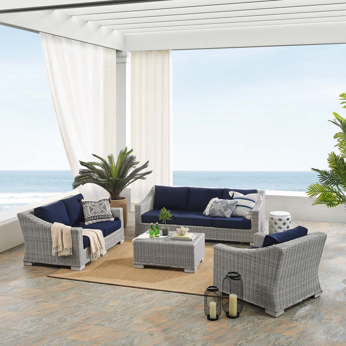 Conway Sunbrella? Outdoor Patio Wicker Rattan 4-Piece Furniture Set