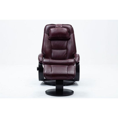 Top-grain Leather Swivel Recliner with Ottoman