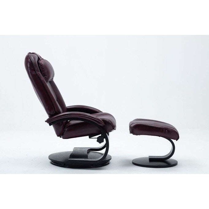 Top-grain Leather Swivel Recliner with Ottoman