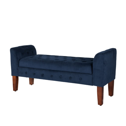 Copper Grove Malakoff Navy Velvet Storage Bench/ Settee