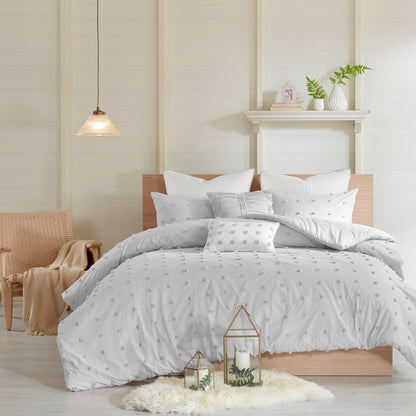 Intelligent Design Maize Cotton Jacquard Duvet Cover Set with Euro Shams and Throw Pillows