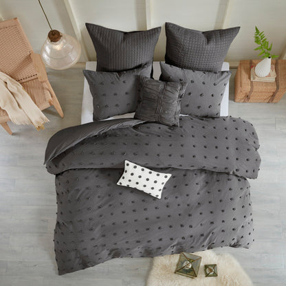 Intelligent Design Maize Cotton Jacquard Duvet Cover Set with Euro Shams and Throw Pillows