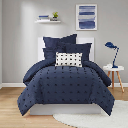 Intelligent Design Maize Cotton Jacquard Duvet Cover Set with Euro Shams and Throw Pillows