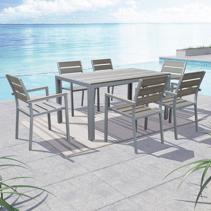 Tumaco Sun-bleached Grey 7-piece Outdoor Dining Set by Havenside Home
