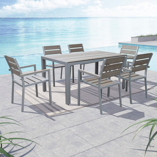 Tumaco Sun-bleached Grey 7-piece Outdoor Dining Set by Havenside Home