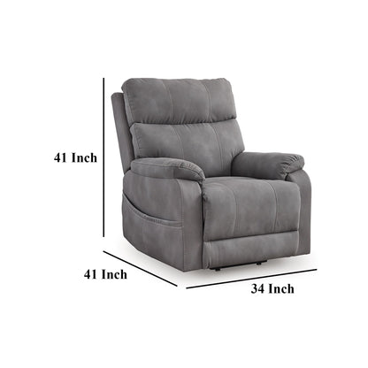 Corbin Power Lift Recliner Chair, Gray Faux Leather, Pillow Top Arms