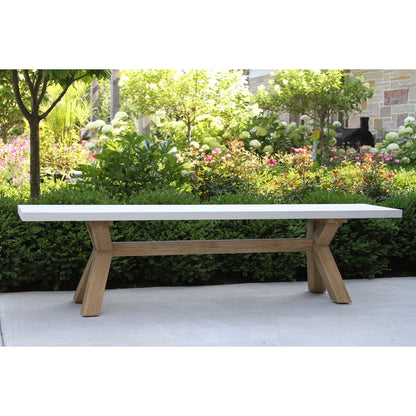 Cordelia 6-Piece Ivory Composite and Eucalyptus Wash Dining Set With Bench