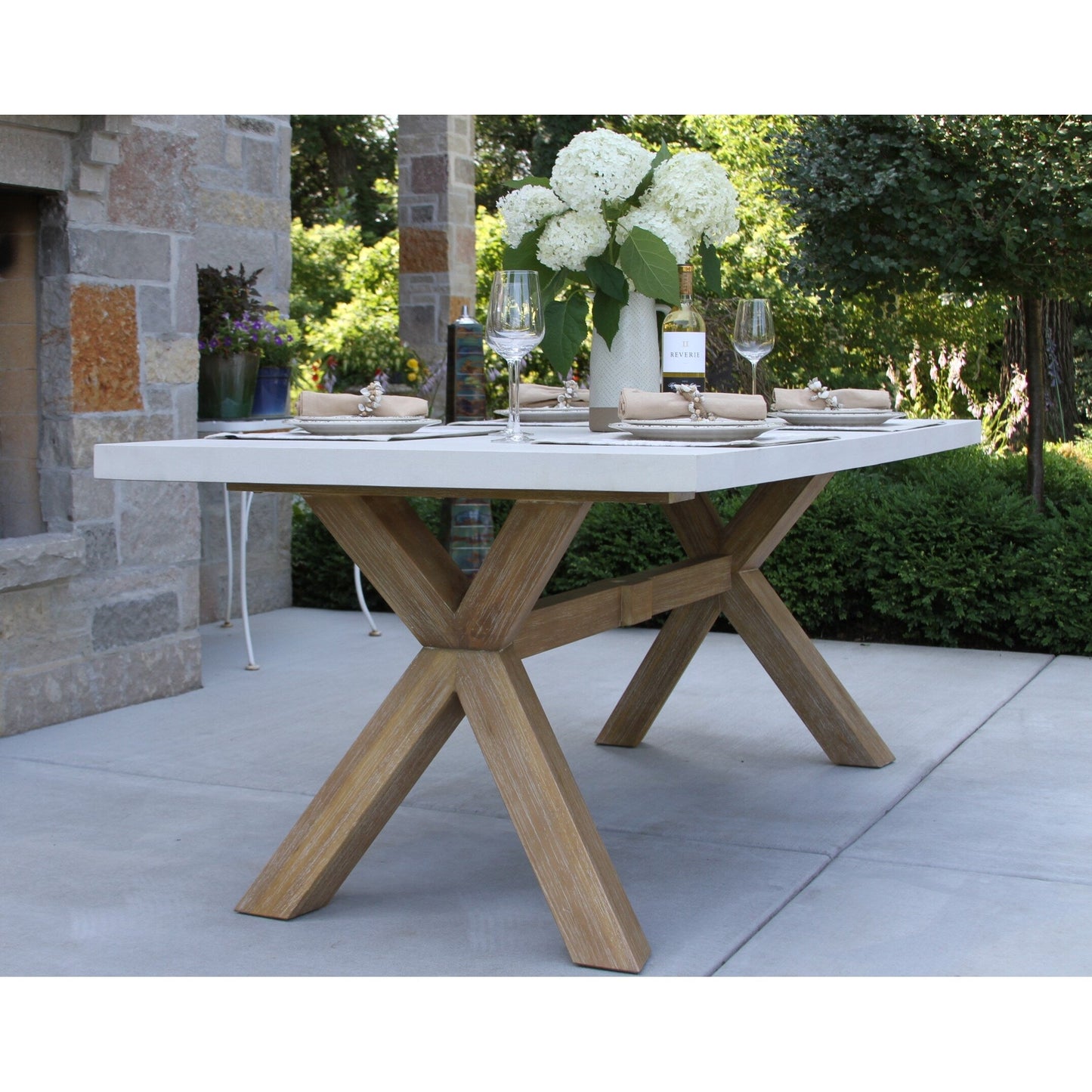 Cordelia 6-Piece Ivory Composite and Eucalyptus Wash Dining Set With Bench