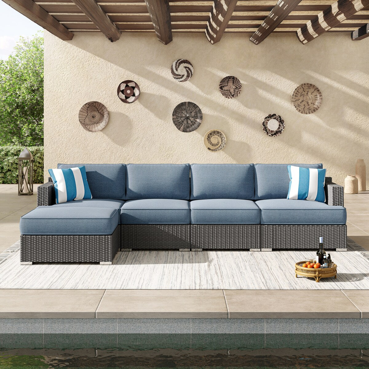Corvus Ancud 5-piece Wicker Patio Conversation Set with Sunbrella Cushion & Sunbrella Pillows