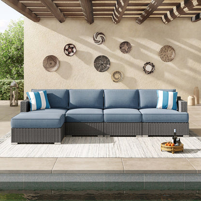 Corvus Ancud 5-piece Wicker Patio Conversation Set with Sunbrella Cushion & Sunbrella Pillows