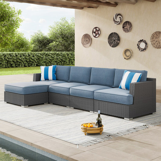 Corvus Ancud 5-piece Wicker Patio Conversation Set with Sunbrella Cushion & Sunbrella Pillows