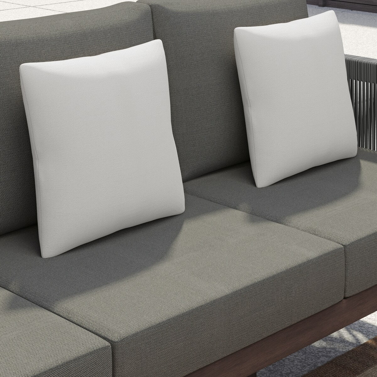 Corvus Iona 4-piece Patio Eucalyptus Wood and Rope Sofa Seating Set with Sunbrella Fabric