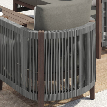 Corvus Iona 4-piece Patio Eucalyptus Wood and Rope Sofa Seating Set with Sunbrella Fabric