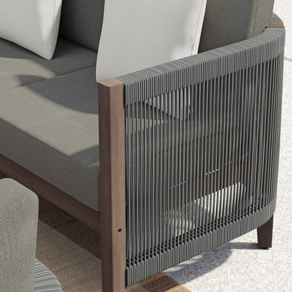 Corvus Iona 4-piece Patio Eucalyptus Wood and Rope Sofa Seating Set with Sunbrella Fabric