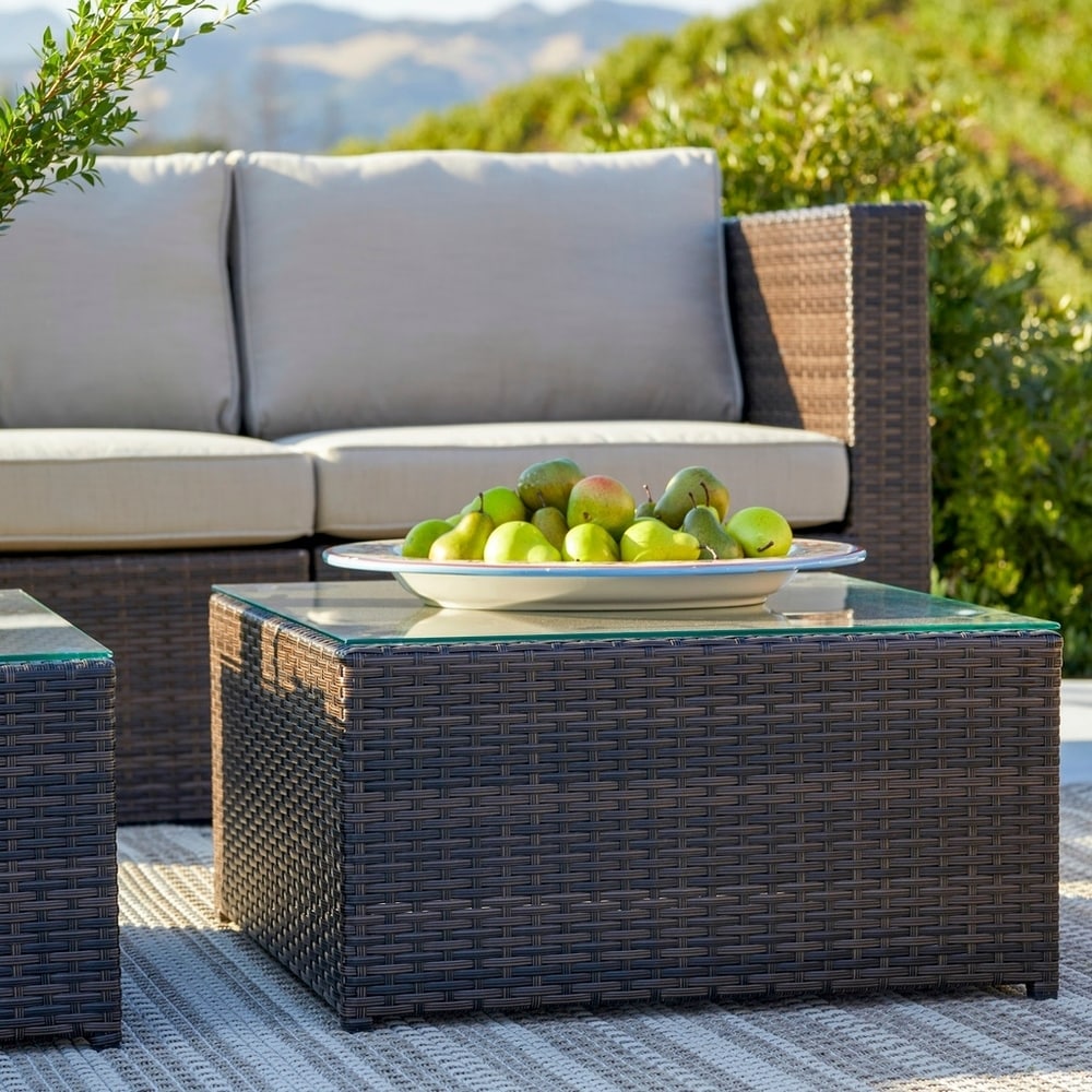 Corvus Trey 12-piece Brown Wicker Patio Furniture Sectional Conversation Set