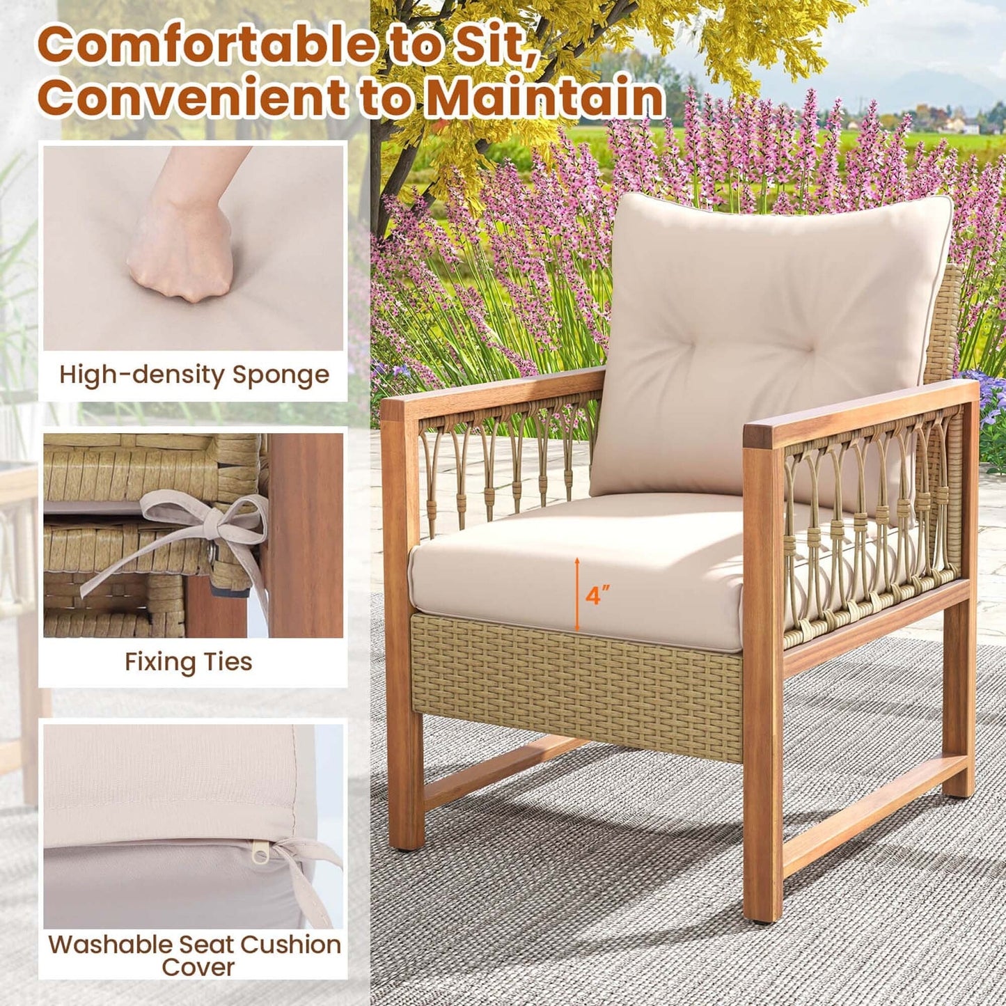 Costway 3 PCS Patio Furniture Set Outdoor PE Wicker Conversation - See Details