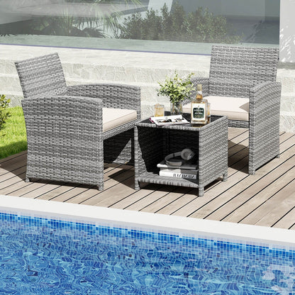 Costway 3 PCS Patio Furniture Set with Tempered Glass Coffee Table & - See Details