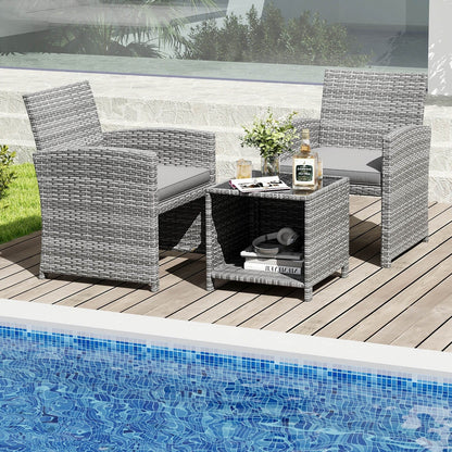 Costway 3 PCS Patio Furniture Set with Tempered Glass Coffee Table & - See Details