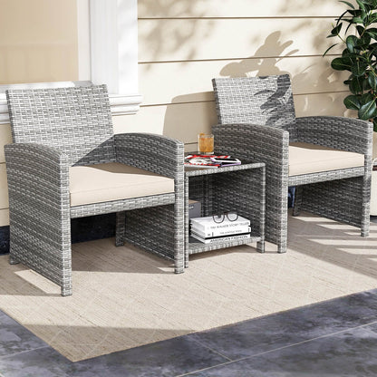 Costway 3 PCS Patio Furniture Set with Tempered Glass Coffee Table & - See Details