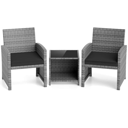 Costway 3 PCS Patio Furniture Set with Tempered Glass Coffee Table & - See Details
