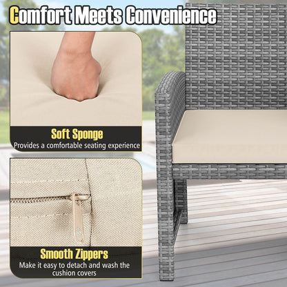 Costway 3 PCS Patio Furniture Set with Tempered Glass Coffee Table & - See Details