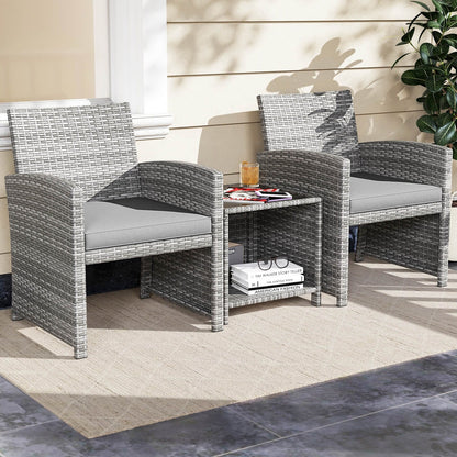 Costway 3 PCS Patio Furniture Set with Tempered Glass Coffee Table & - See Details