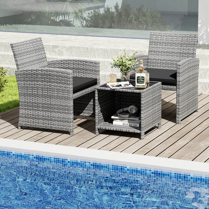 Costway 3 PCS Patio Furniture Set with Tempered Glass Coffee Table & - See Details