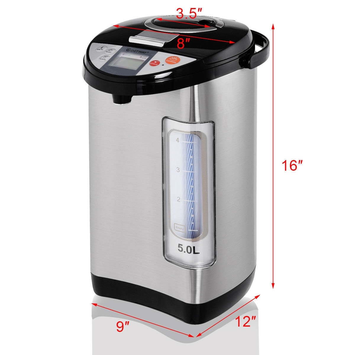 Costway 5-Liter LCD Water Boiler and Warmer Electric Hot Pot Kettle - 9''X12''X16''