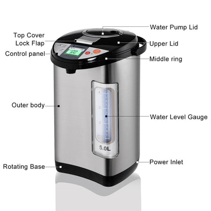 Costway 5-Liter LCD Water Boiler and Warmer Electric Hot Pot Kettle - 9''X12''X16''