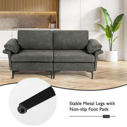 Costway Modern Loveseat Fabric 2-Seat Sofa Couch for Small Space w/ - See Details