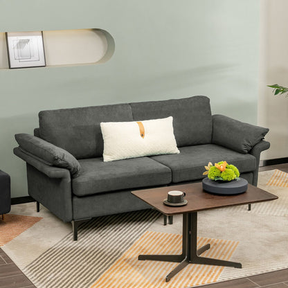 Costway Modern Loveseat Fabric 2-Seat Sofa Couch for Small Space w/ - See Details