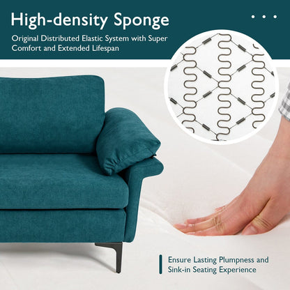 Costway Modern Loveseat Fabric 2-Seat Sofa Couch for Small Space w/ - See Details