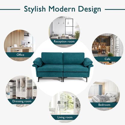 Costway Modern Loveseat Fabric 2-Seat Sofa Couch for Small Space w/ - See Details