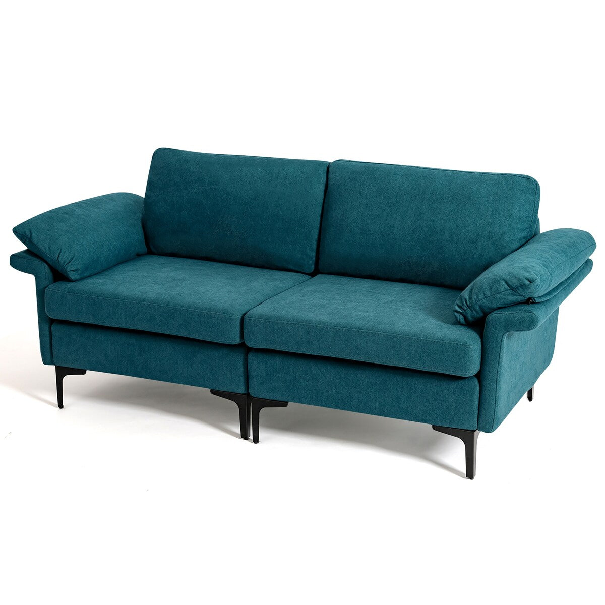 Costway Modern Loveseat Fabric 2-Seat Sofa Couch for Small Space w/ - See Details