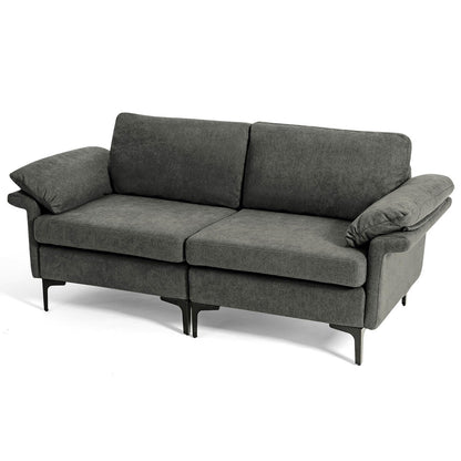 Costway Modern Loveseat Fabric 2-Seat Sofa Couch for Small Space w/ - See Details