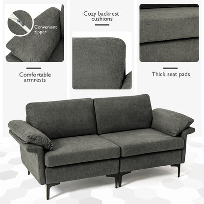 Costway Modern Loveseat Fabric 2-Seat Sofa Couch for Small Space w/ - See Details