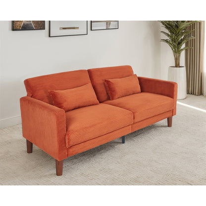 Couch Sofa, Corduroy Fabric Couches Loveseat Furniture with 2 Pillows for Living Room, Bedroom
