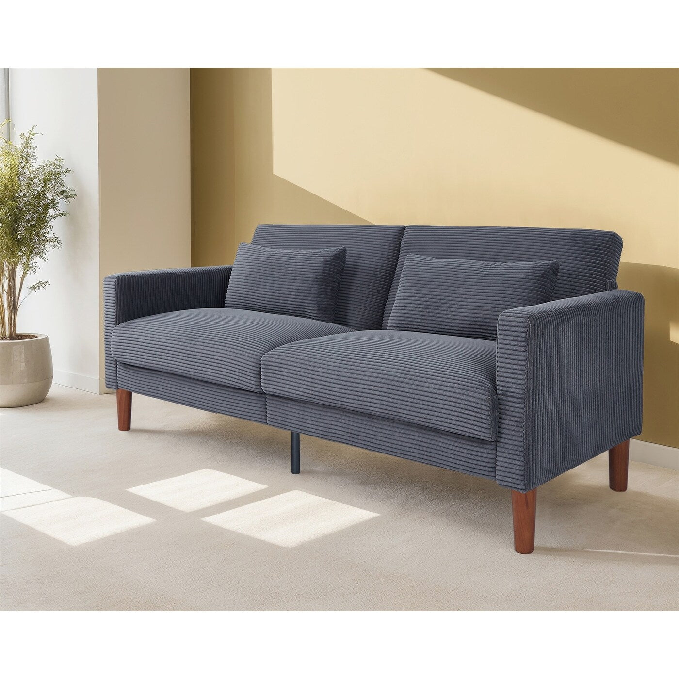 Couch Sofa, Corduroy Fabric Couches Loveseat Furniture with 2 Pillows for Living Room, Bedroom