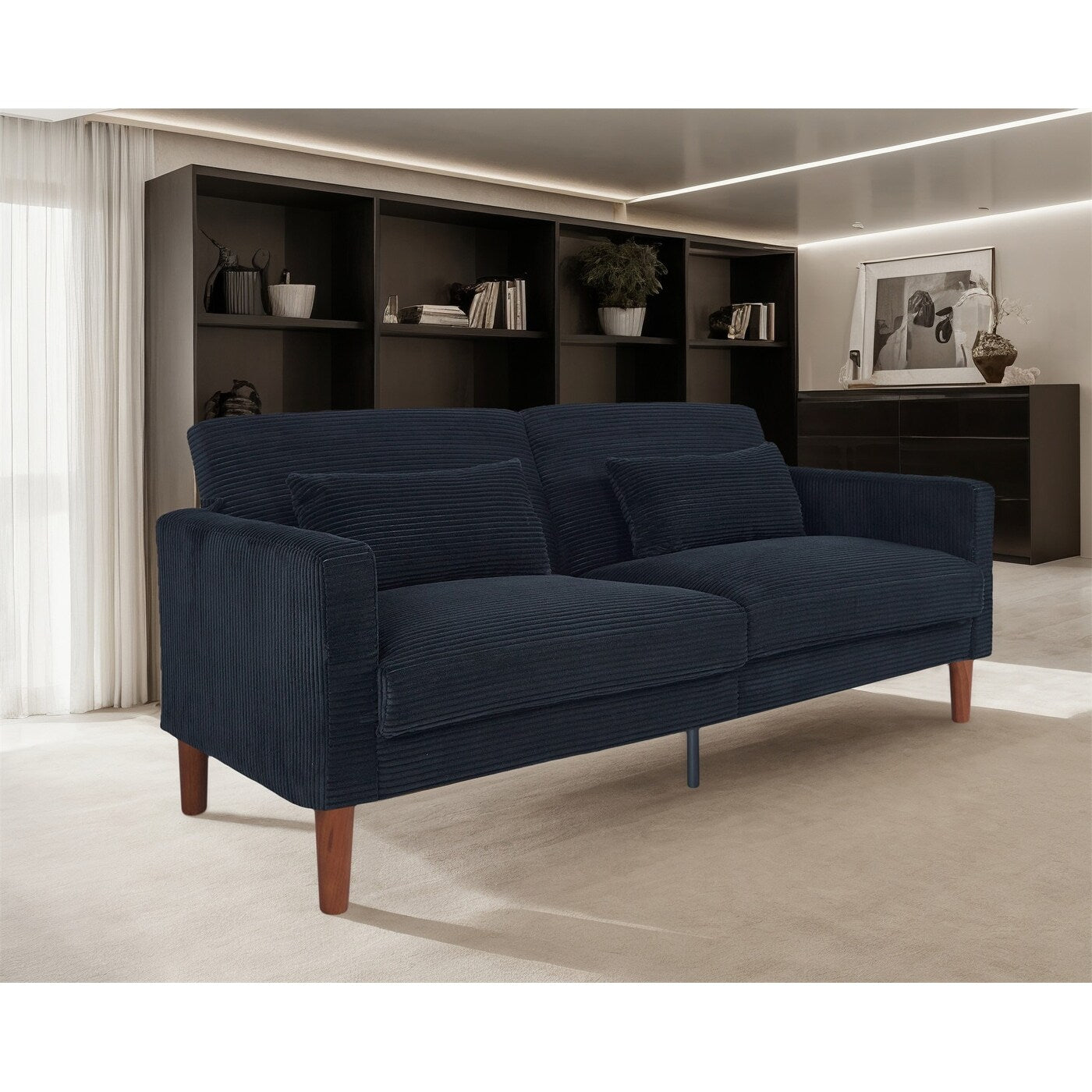 Couch Sofa, Corduroy Fabric Couches Loveseat Furniture with 2 Pillows for Living Room, Bedroom