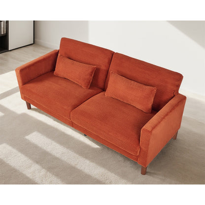 Couch Sofa, Corduroy Fabric Couches Loveseat Furniture with 2 Pillows for Living Room, Bedroom