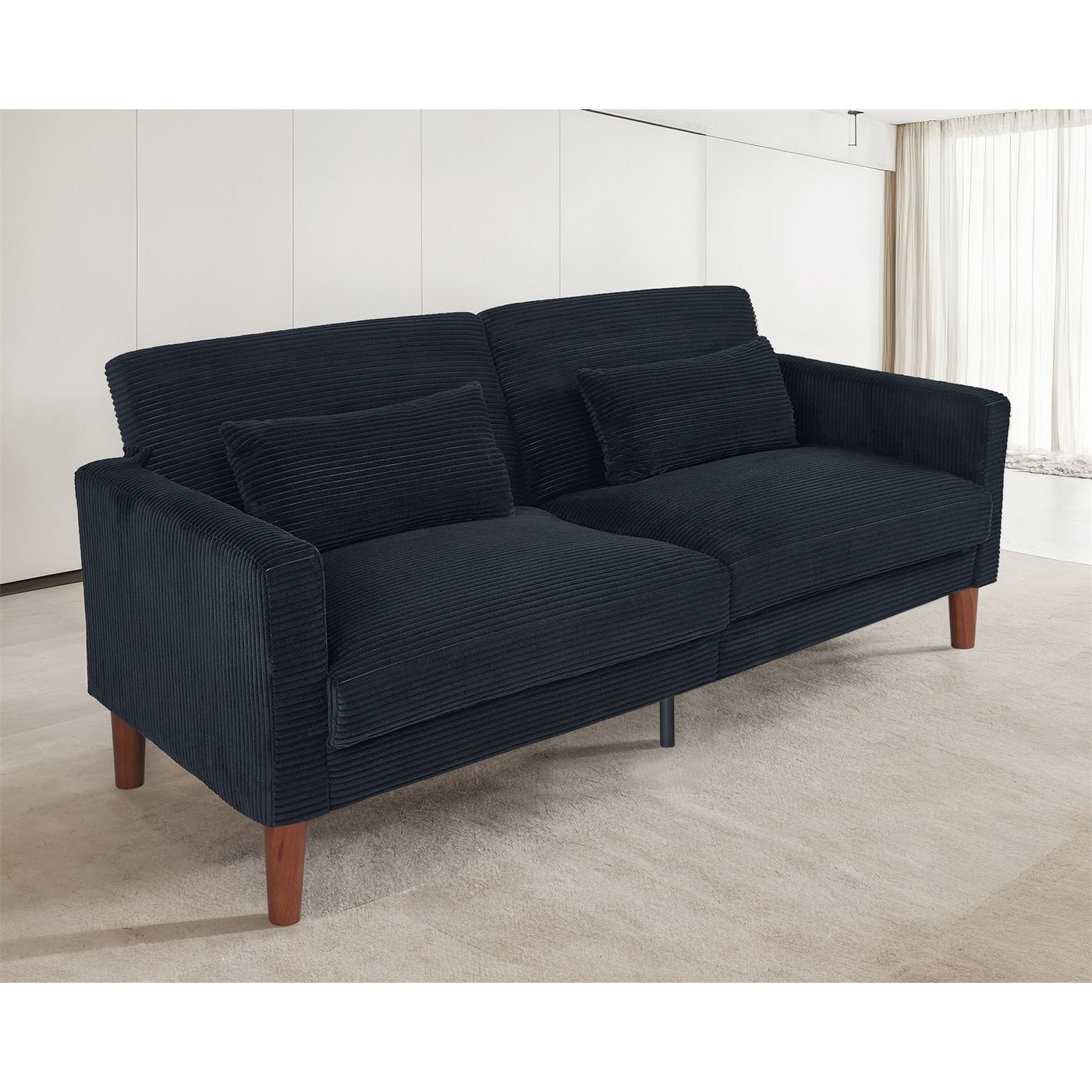 Couch Sofa, Corduroy Fabric Couches Loveseat Furniture with 2 Pillows for Living Room, Bedroom